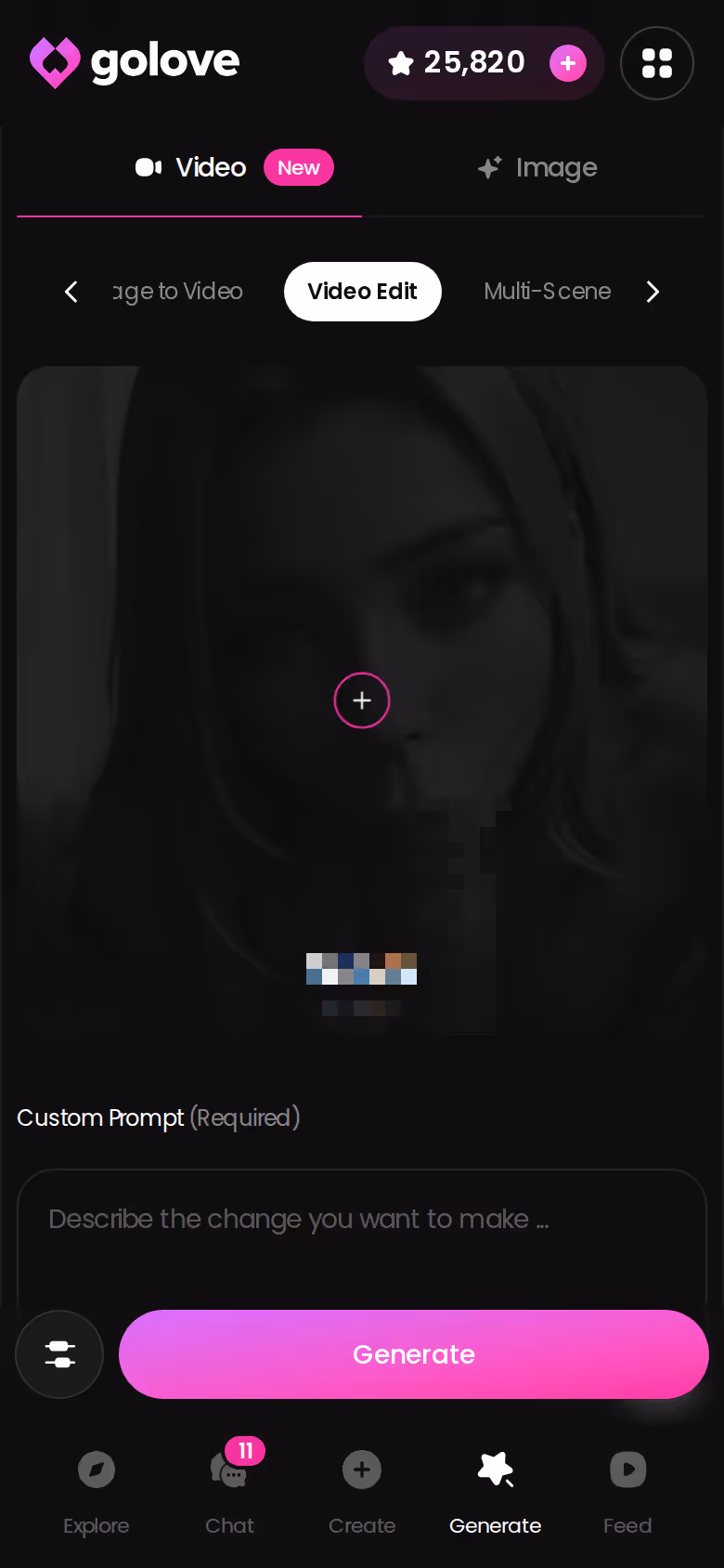 GoLove.ai video generation on mobile turning a character photo into a clip after a call